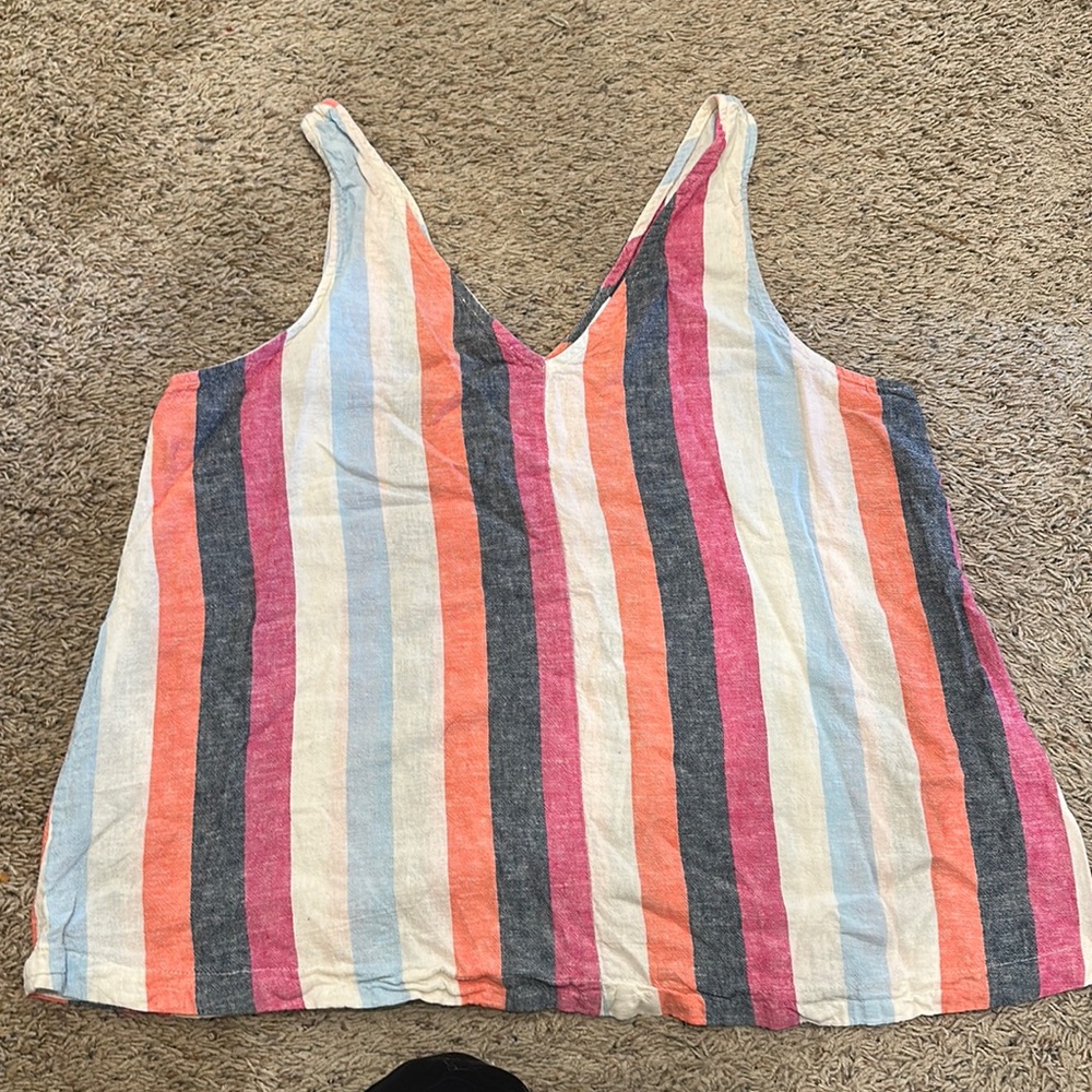 Multi colored tank top strapped shirt- maternity clothes- size Large (12-14)